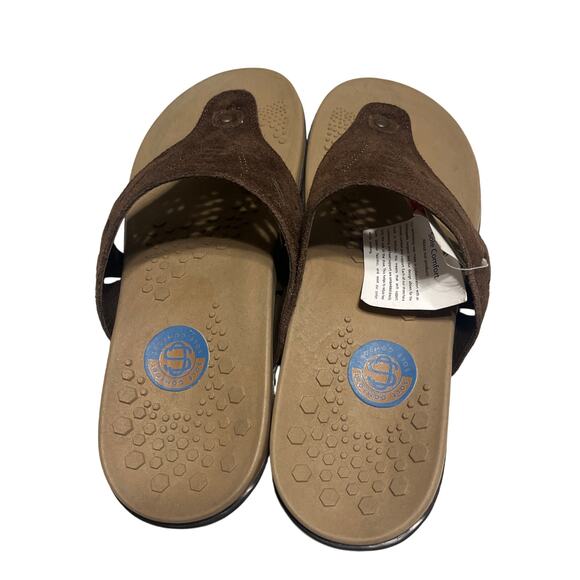 SOLE COMFORT SUEDE ORTHOPEDIC SANDLES FLIP FLOP ESPRESSO BROWN WOMENS SZ 9 - Picture 3 of 6